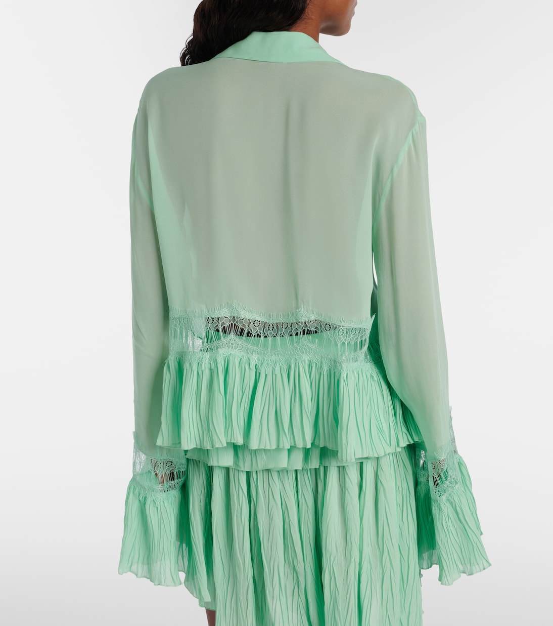 Lace-trimmed sheer georgette shirt | Blumarine