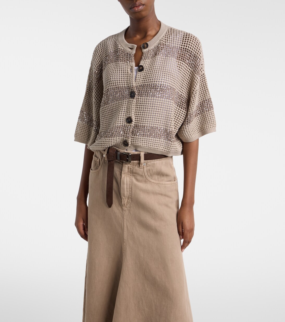 Cardigan en coton à paillettes | Brunello Cucinelli