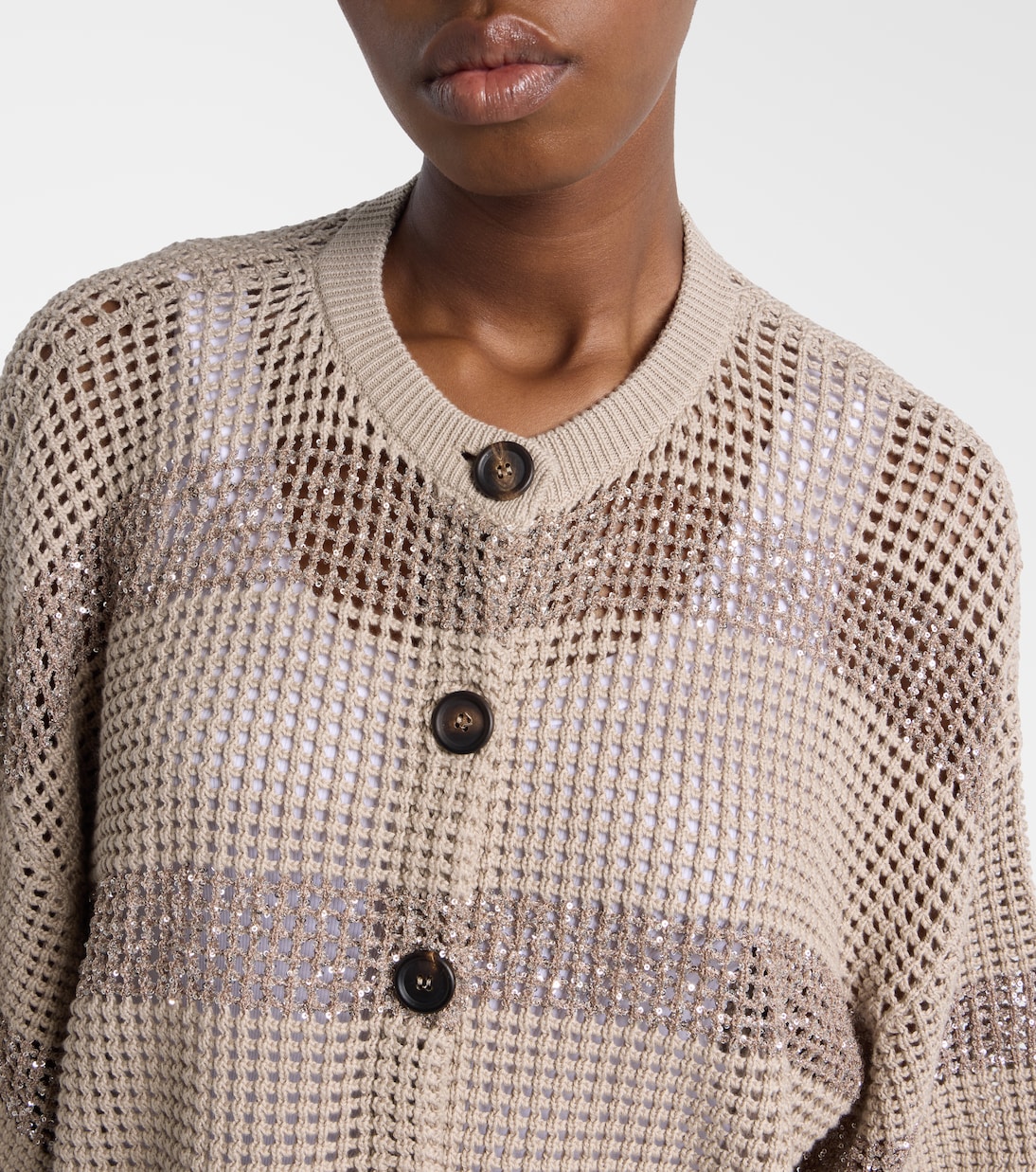 Cardigan en coton à paillettes | Brunello Cucinelli