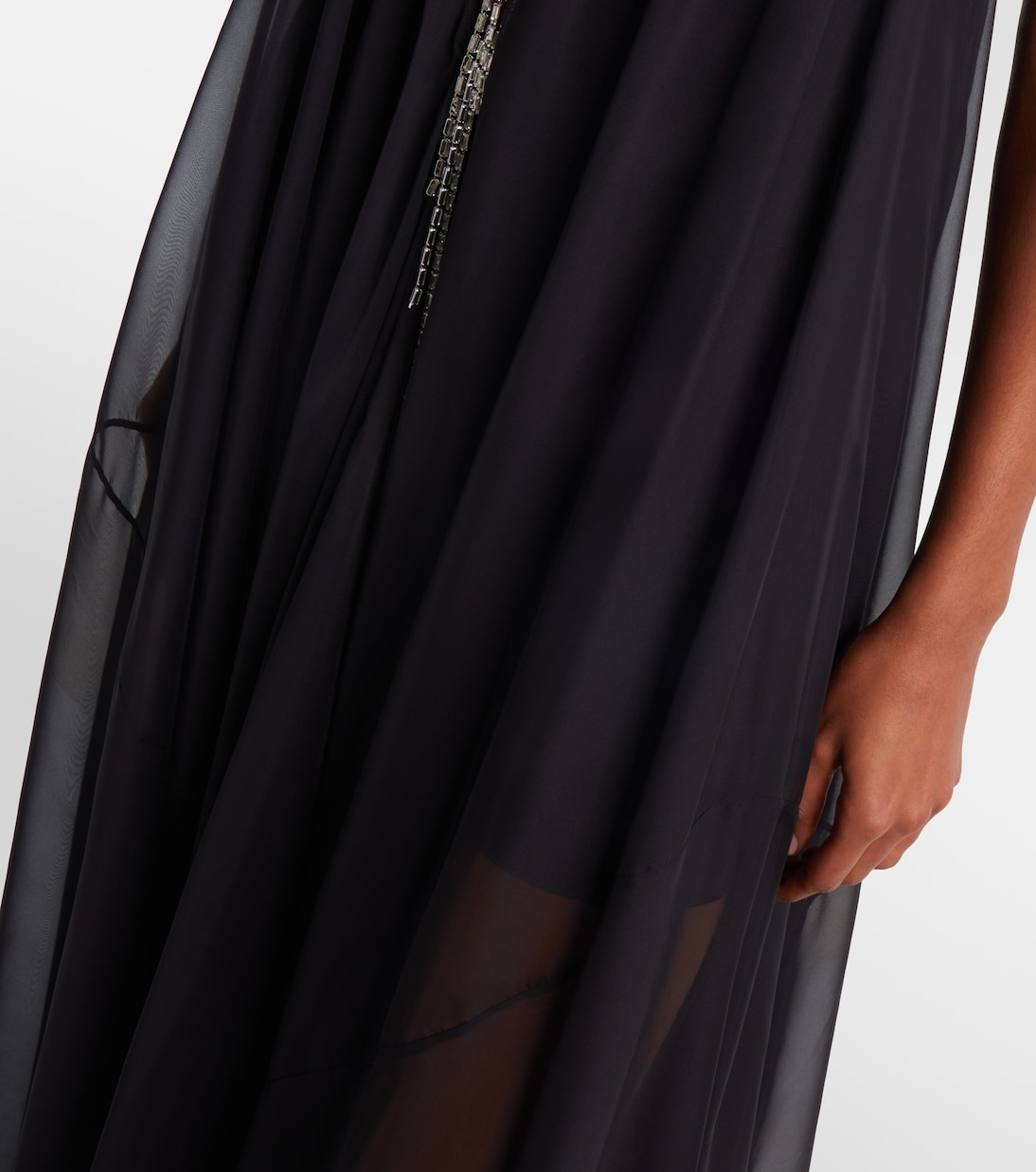 Abito lungo in chiffon con cristalli | David Koma