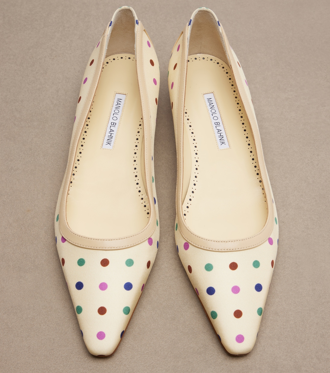Filotas leather-trimmed polka-dot ballet flats | Manolo Blahnik