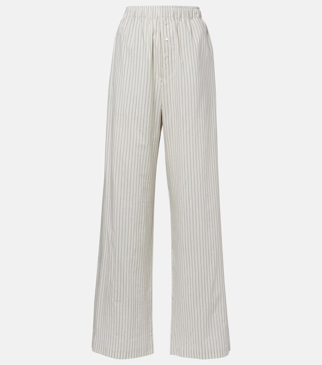 Pantalones anchos de seda y algodón a rayas | Róhe