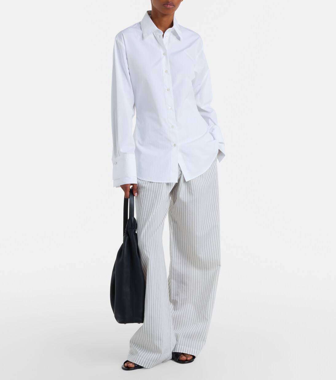 Pantalones anchos de seda y algodón a rayas | Róhe