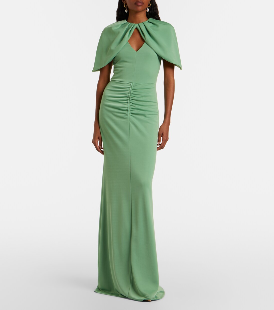 Vestido de fiesta Isla fruncido con capa | Rebecca Vallance