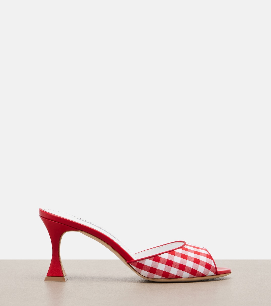 Jadara leather-trimmed gingham mules | Manolo Blahnik