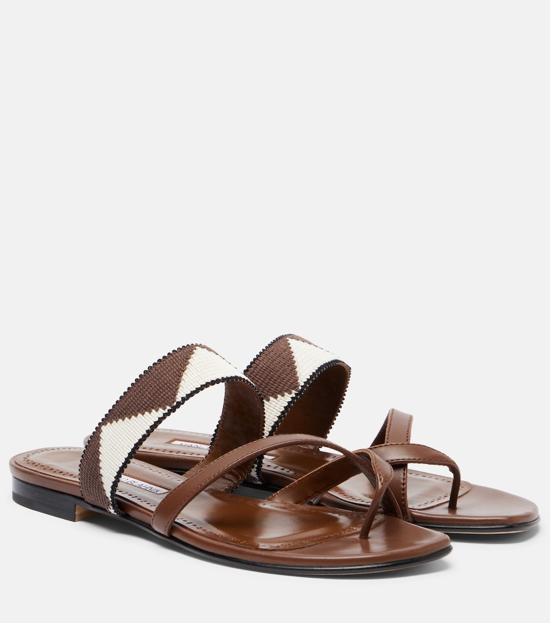 Susastra cotton-trimmed leather sandals | Manolo Blahnik