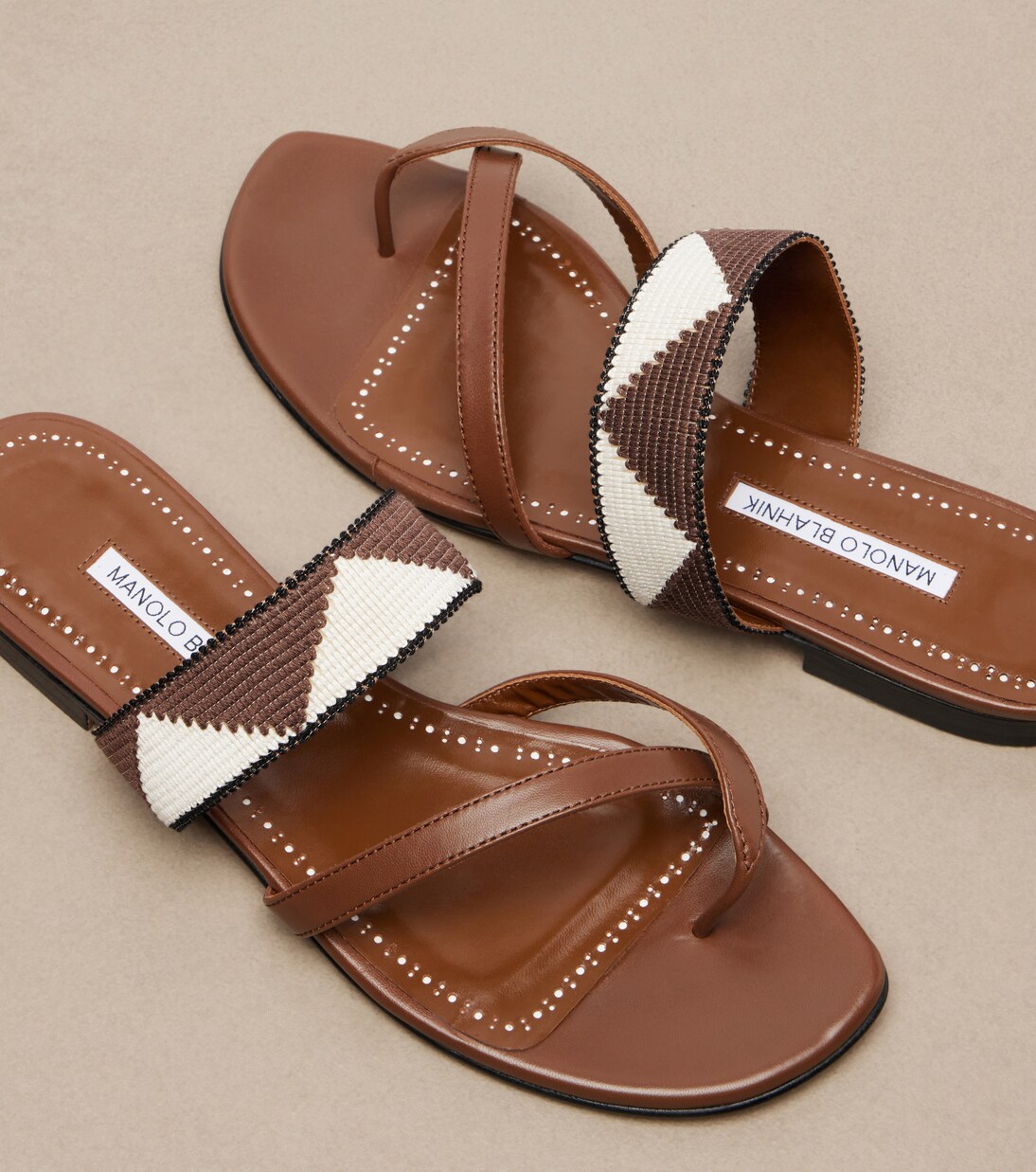 Susastra cotton-trimmed leather sandals | Manolo Blahnik