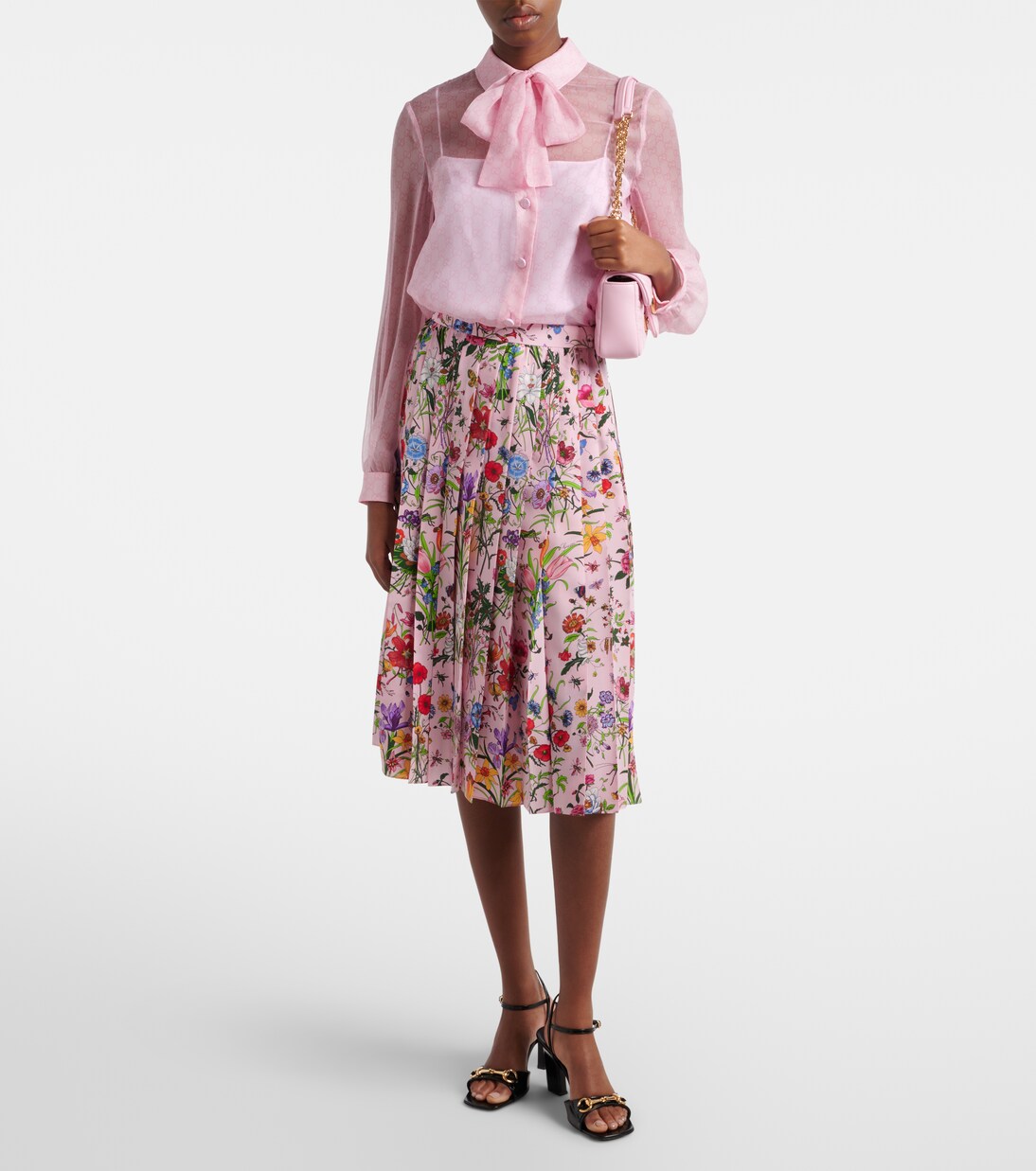 Floral pleated silk midi skirt | Gucci
