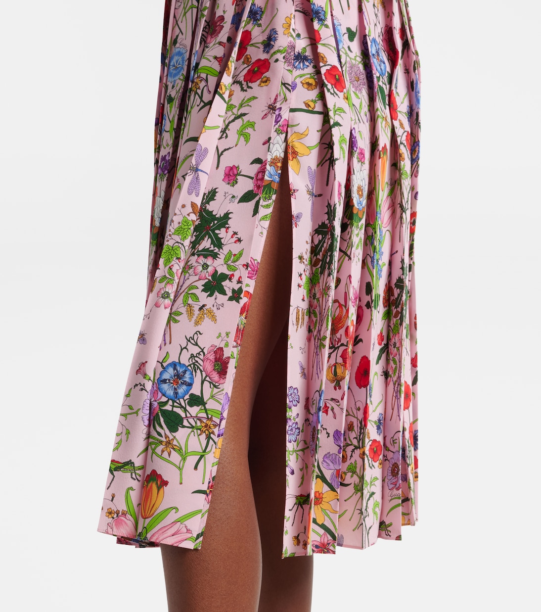 Floral pleated silk midi skirt | Gucci
