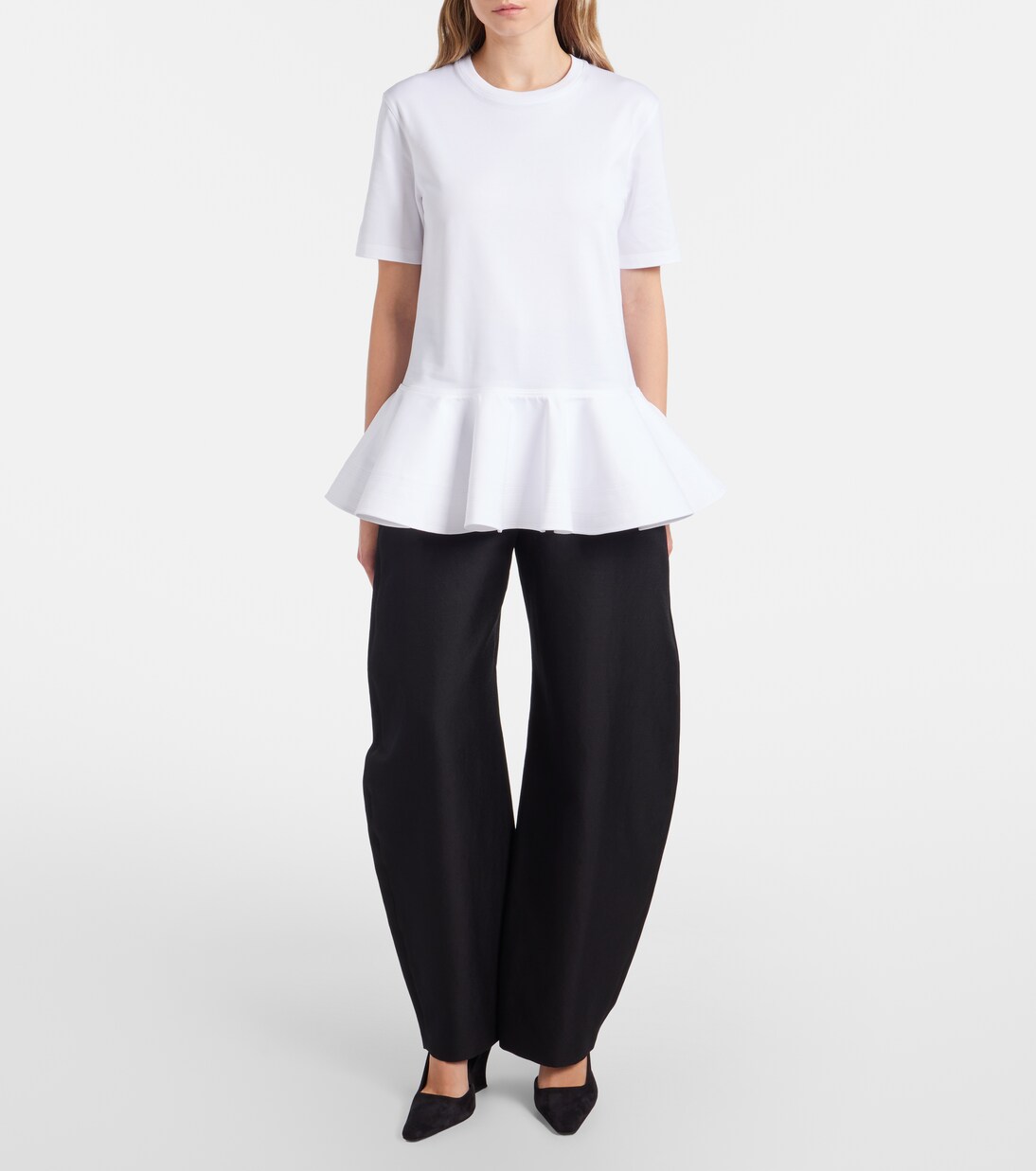 Peplum cotton jersey T-shirt | Alaïa