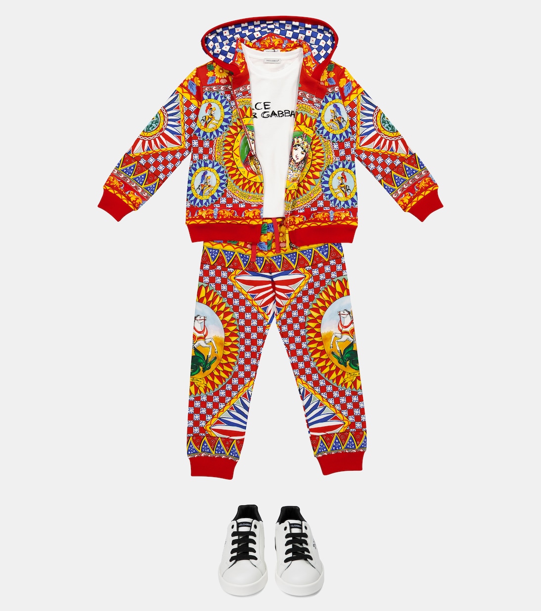 Sweat à capuche zippé en coton imprimé | Dolce&Gabbana Kids