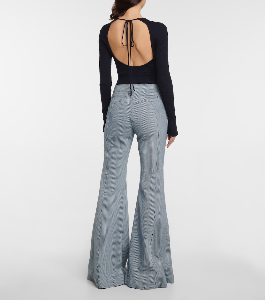 Pantalon évasé Vita rayé à taille haute | Gabriela Hearst