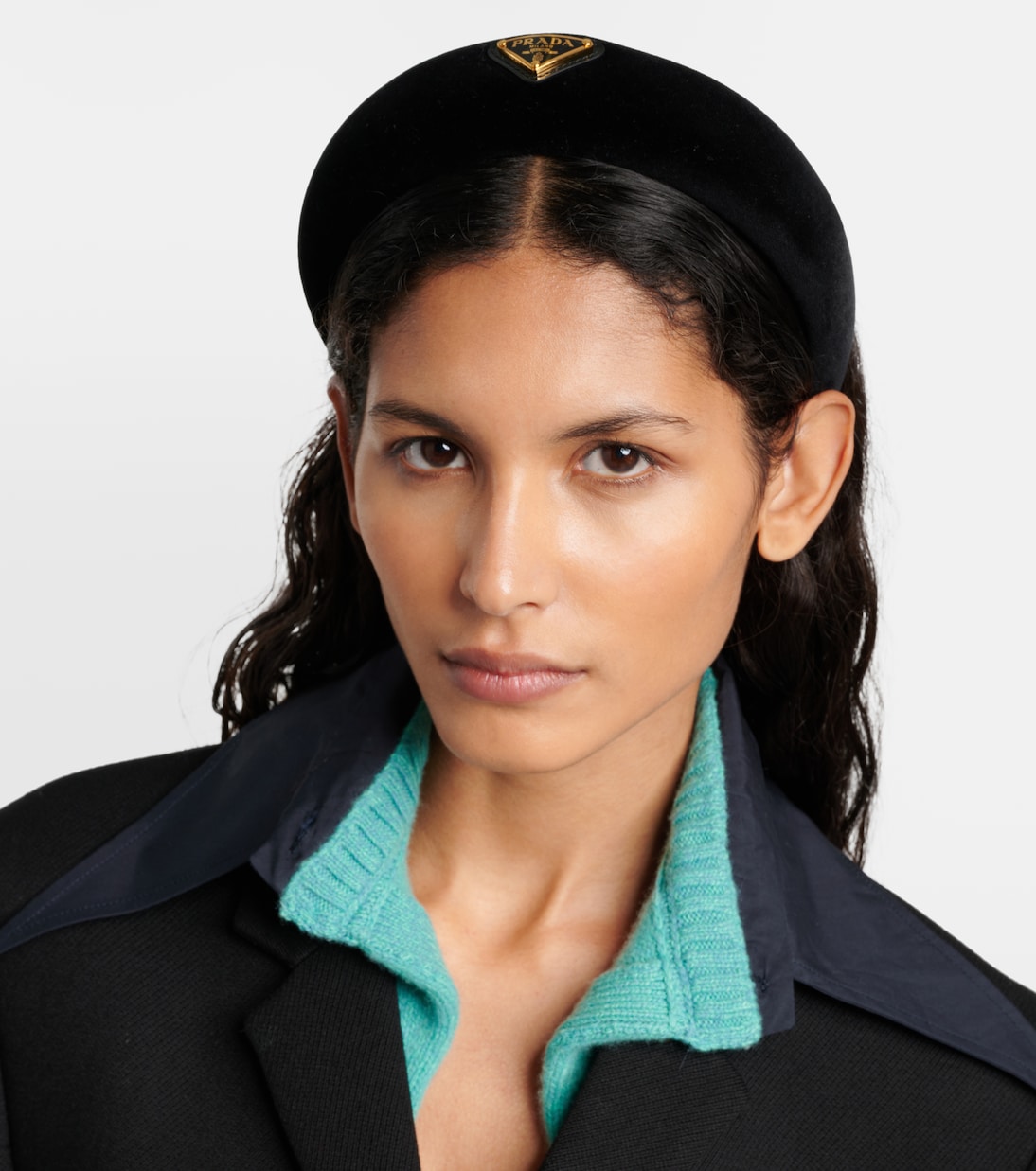 Diadema de terciopelo con logo | Prada