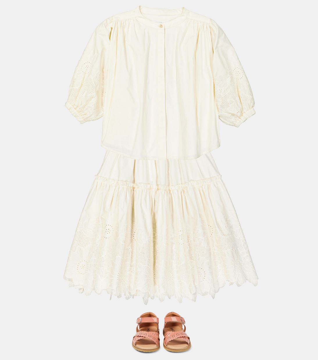 Crossover Scallop Flower patent leather sandals | Petit Nord