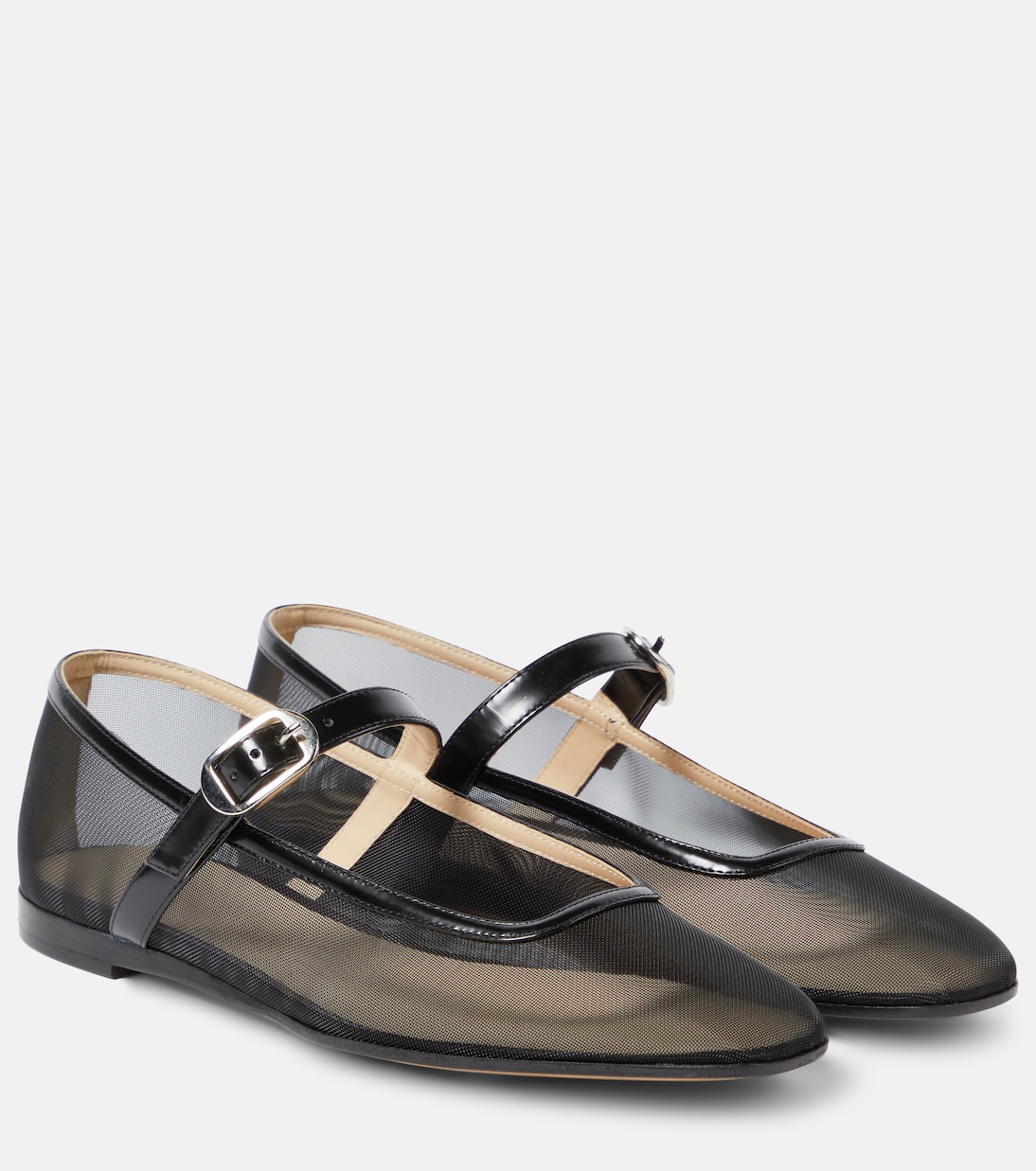 Patent leather-trimmed mesh flats | Le Monde Béryl