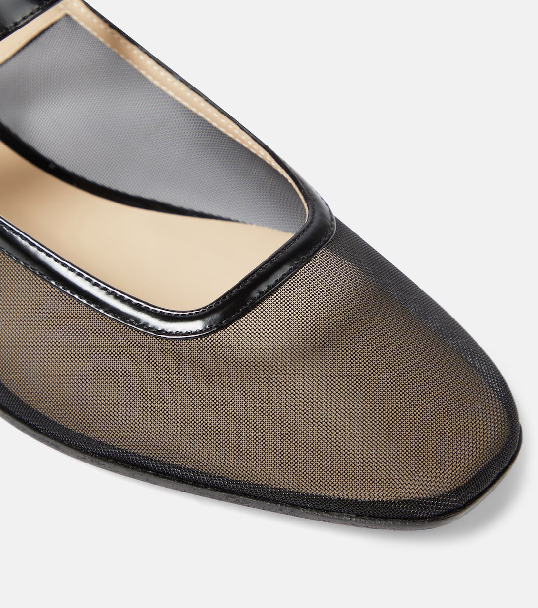 Patent leather-trimmed mesh flats | Le Monde Béryl