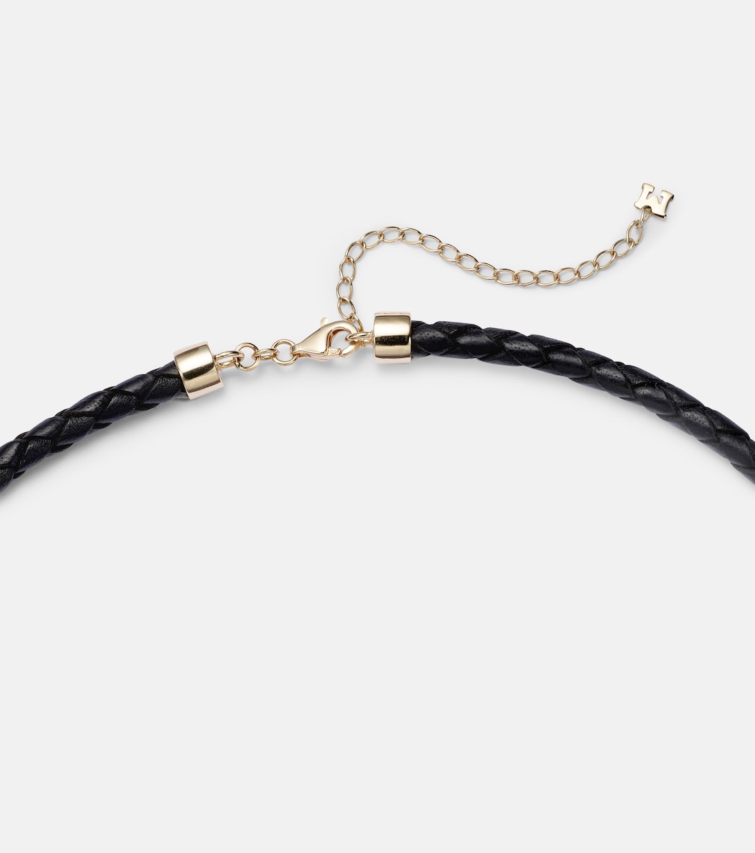 Halskette Water Droplet aus Leder mit 14kt Gelbgold  | Mateo