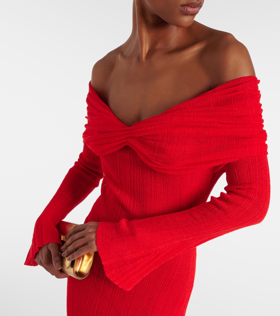 Off-Shoulder-Maxikleid aus einem Leinengemisch | Aya Muse