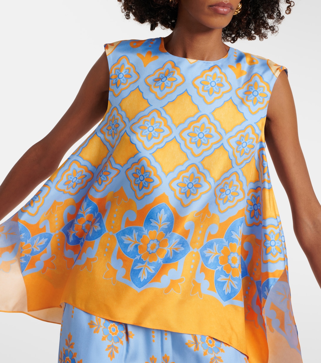Bedrucktes Top San Carlo aus Seiden-Twill | La DoubleJ