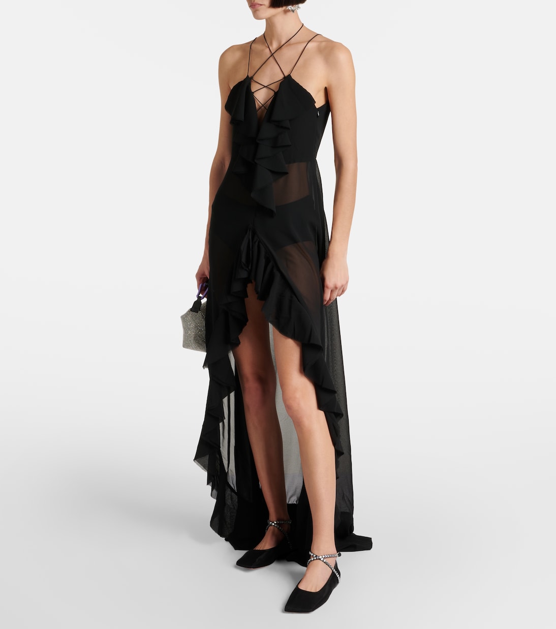 Bailarinas Ane de malla con cristales | Amina Muaddi