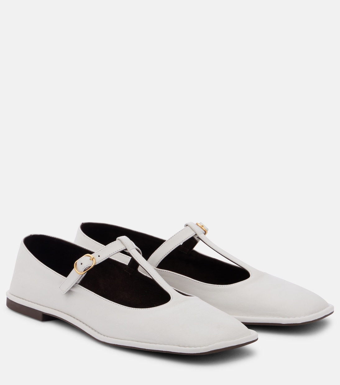 Square T-Strap leather ballet flats | The Row