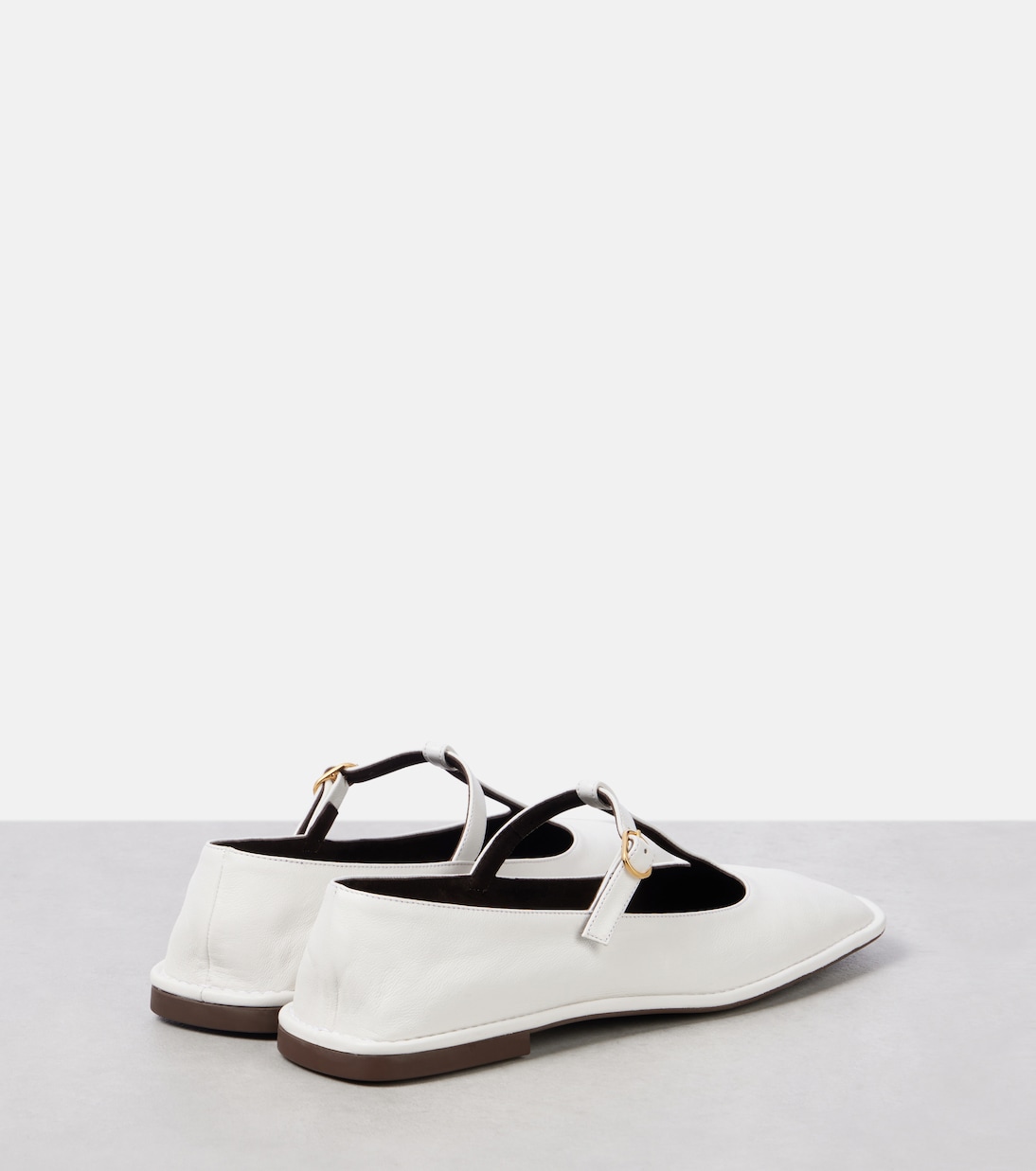 Square T-Strap leather ballet flats | The Row