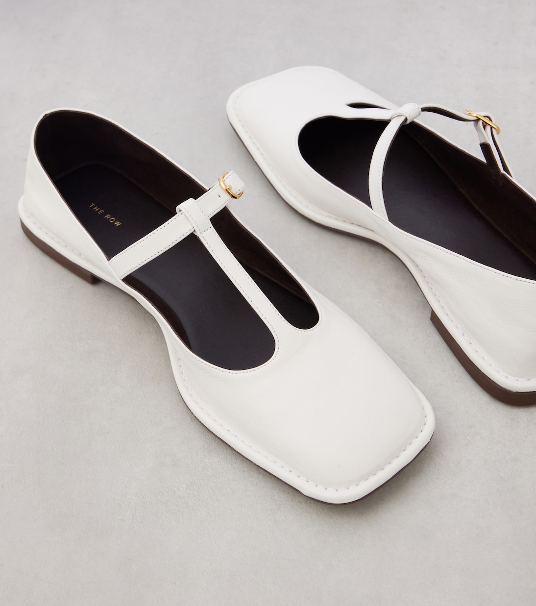 Square T-Strap leather ballet flats | The Row