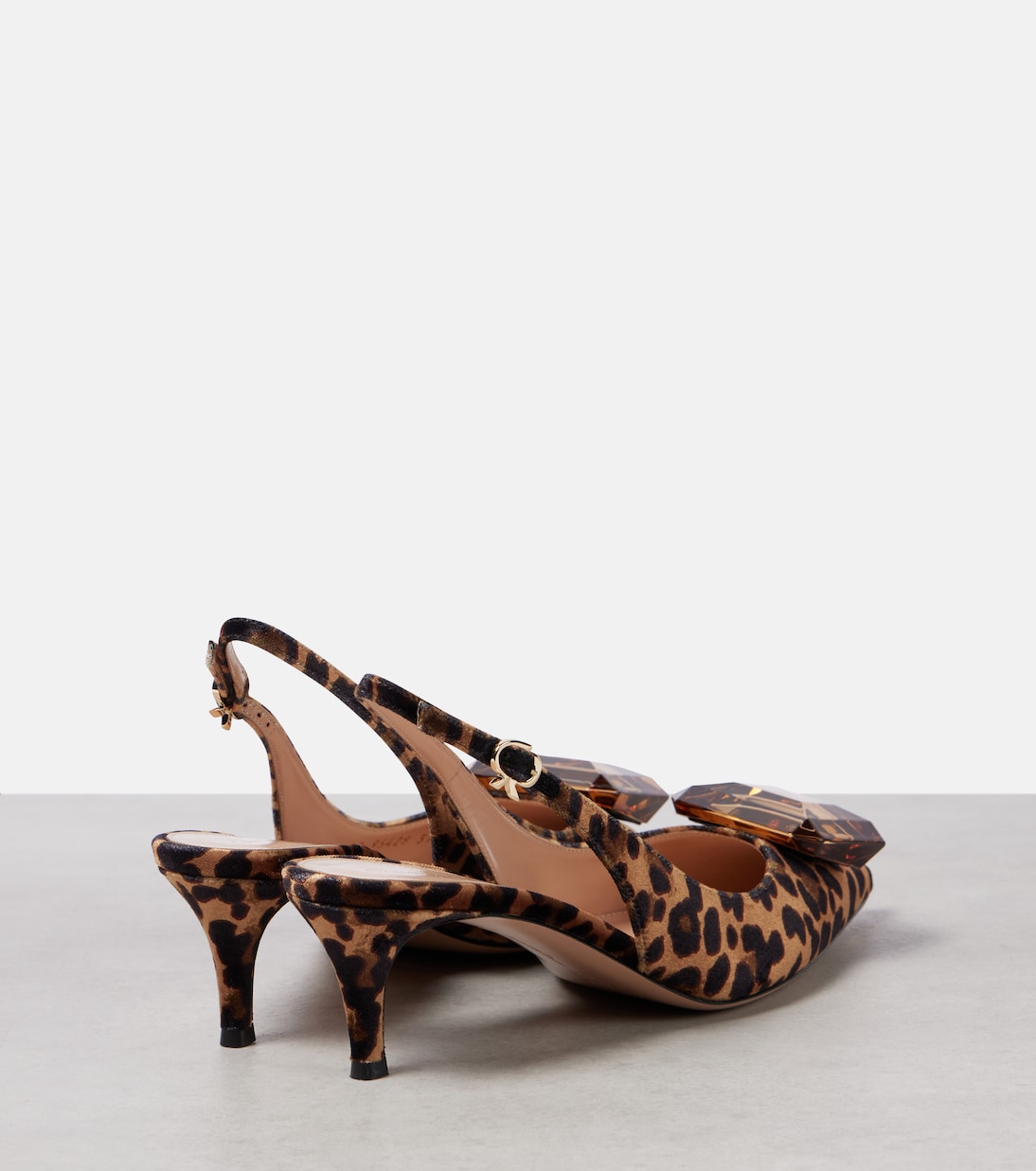 Jaipur 55 leopard-print velvet slingback pumps | Gianvito Rossi