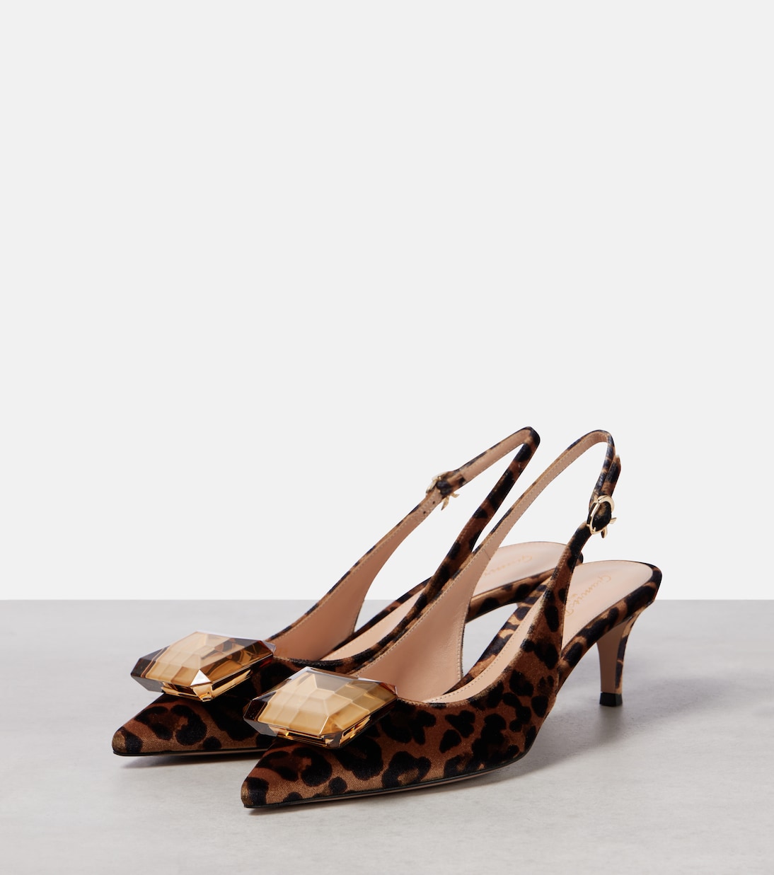 Jaipur 55 leopard-print velvet slingback pumps | Gianvito Rossi
