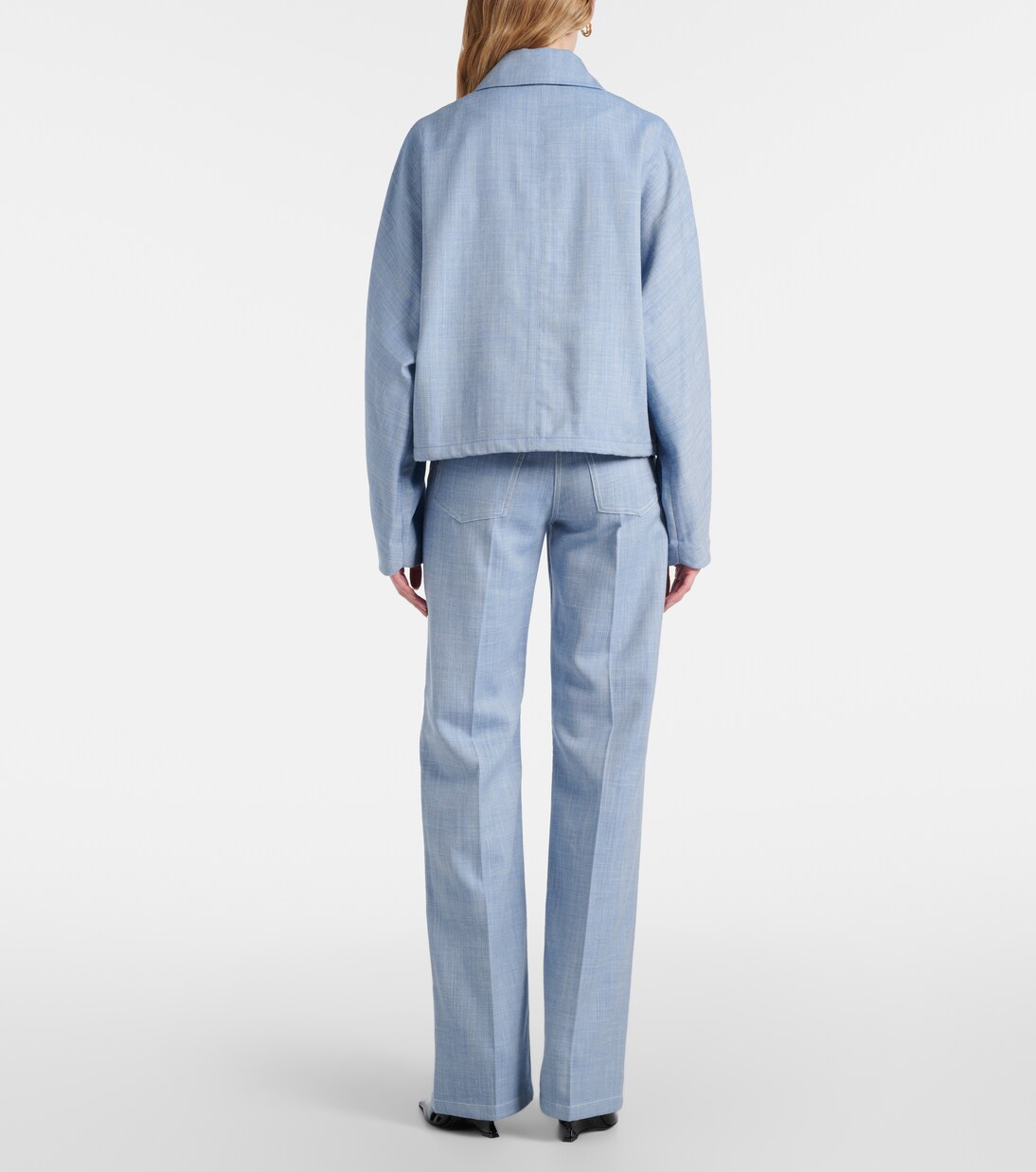 Chaqueta de lana, seda y lino cropped | Ferragamo