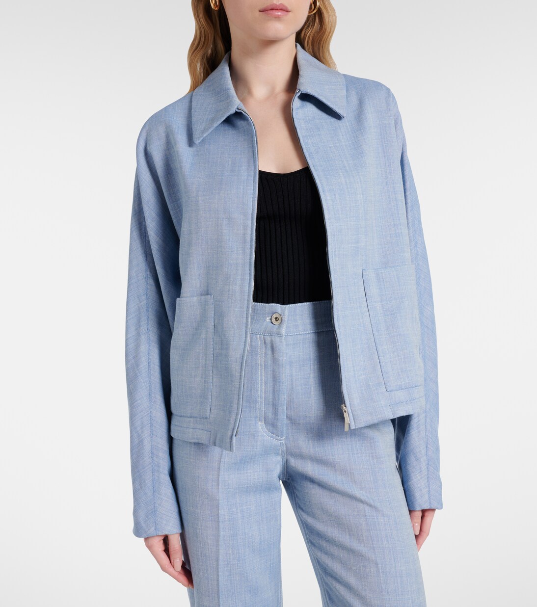 Chaqueta de lana, seda y lino cropped | Ferragamo