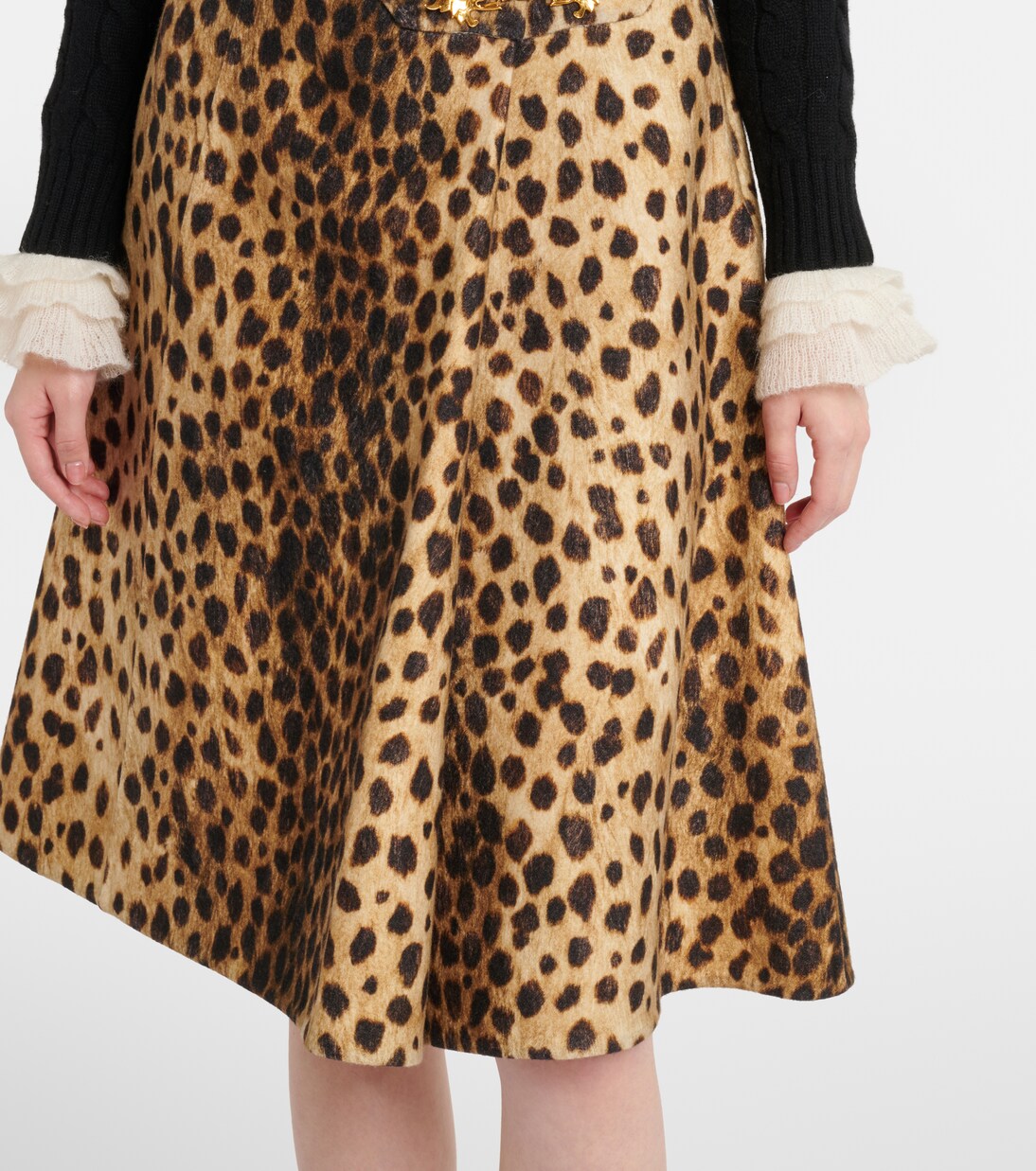 Falda midi de lana estampada | Valentino