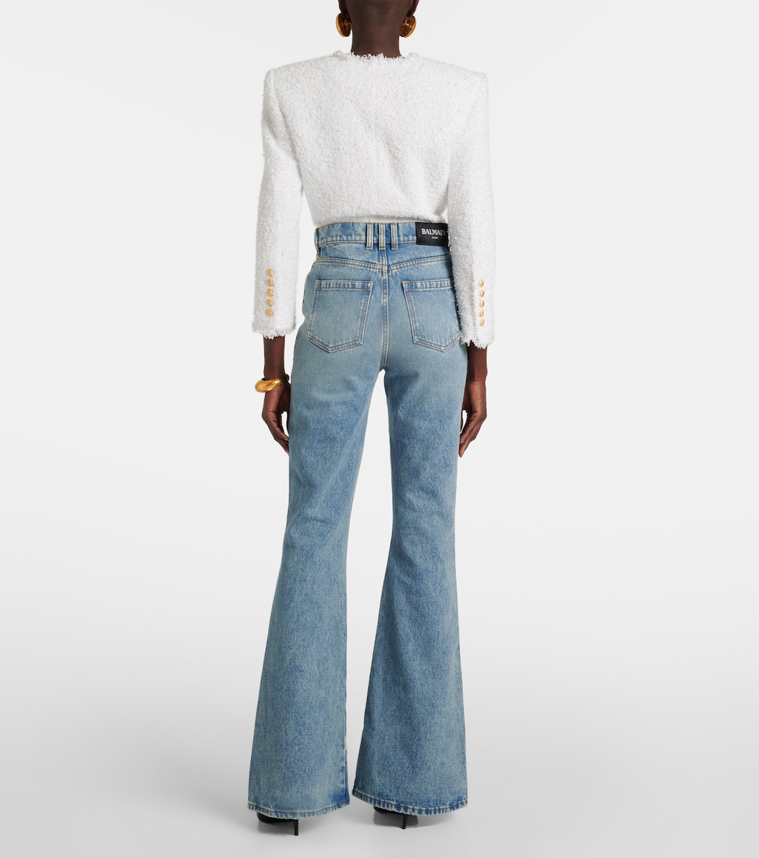 Jeans flared de tiro alto | Balmain