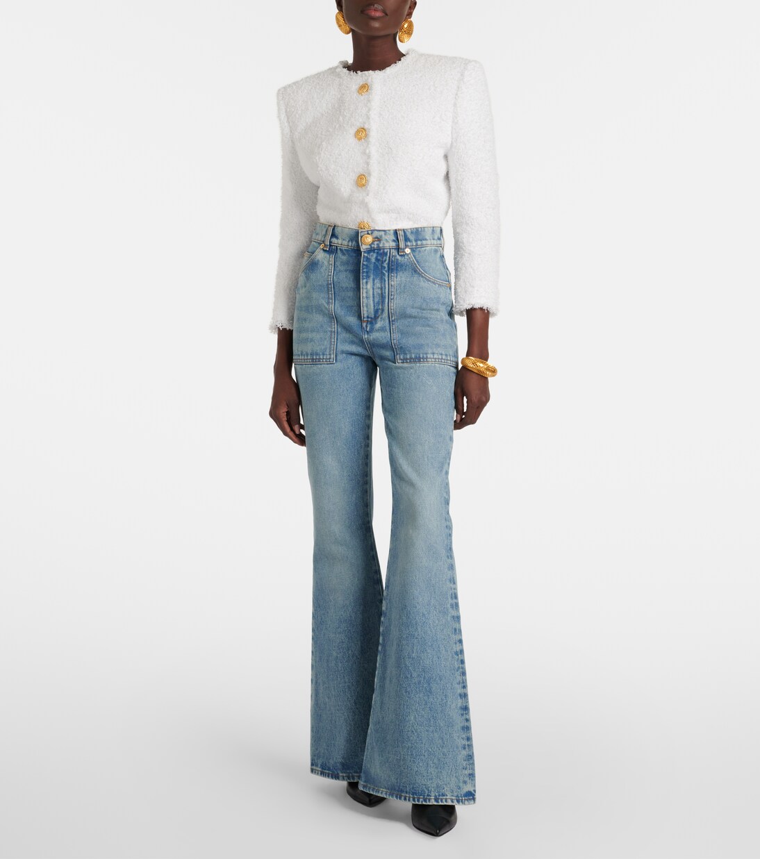 Jeans flared de tiro alto | Balmain