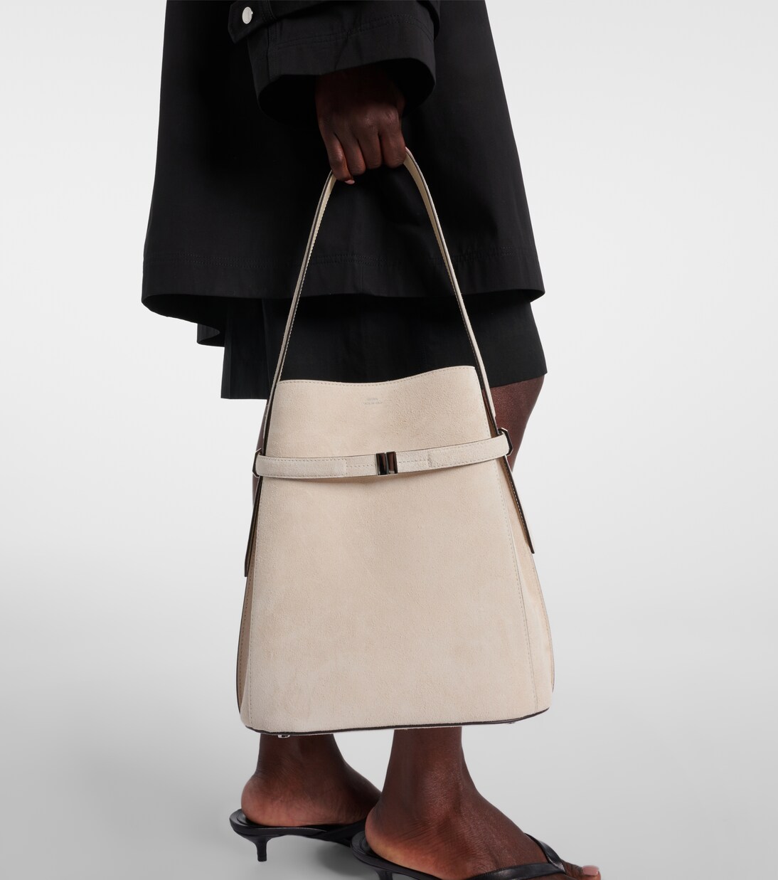 Belted Medium suede bucket bag | Toteme