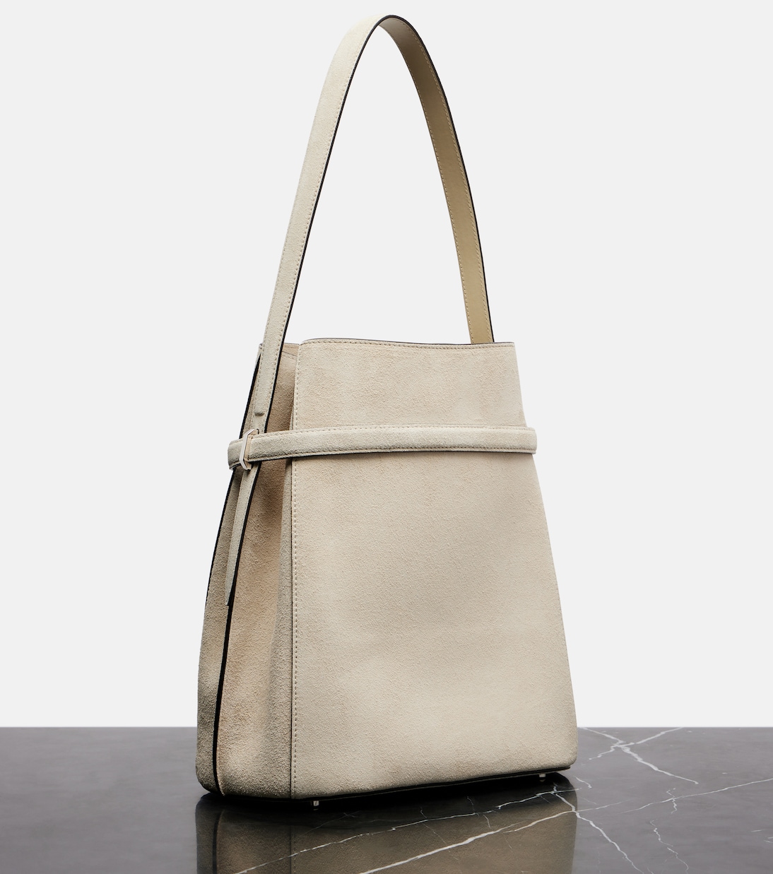 Belted Medium suede bucket bag | Toteme