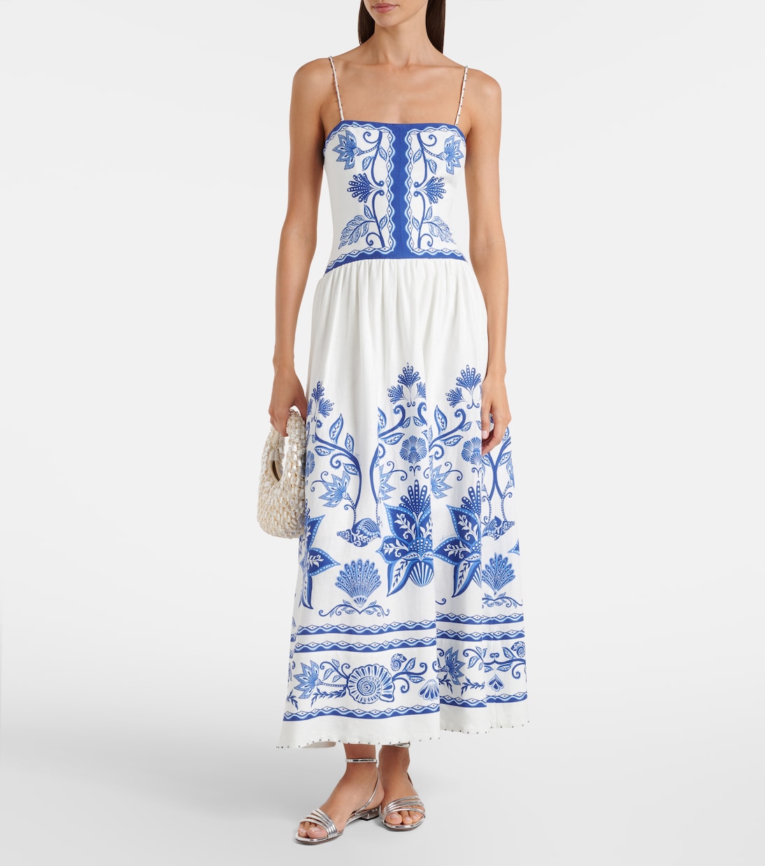 Bedrucktes Maxikleid aus einem Leinengemisch | Farm Rio