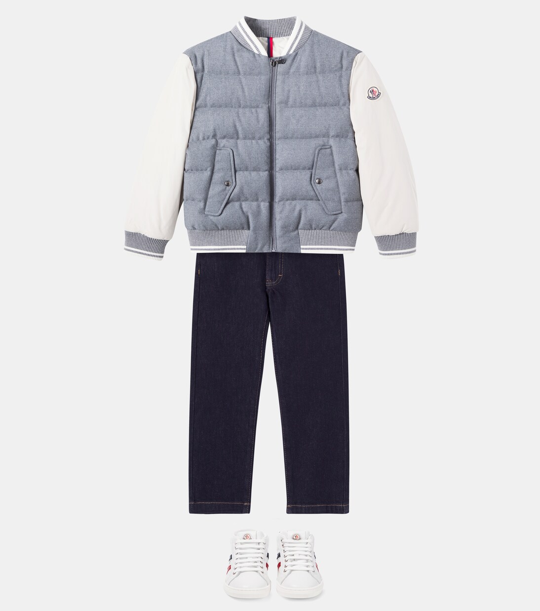 Alvaro wool flannel down varsity jacket | Moncler Enfant