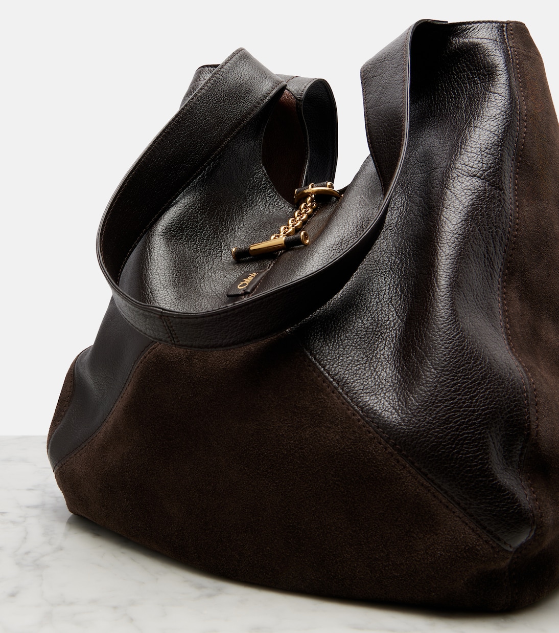 Bolso al hombro Chloé Balloon Medium de piel y ante | Chloé