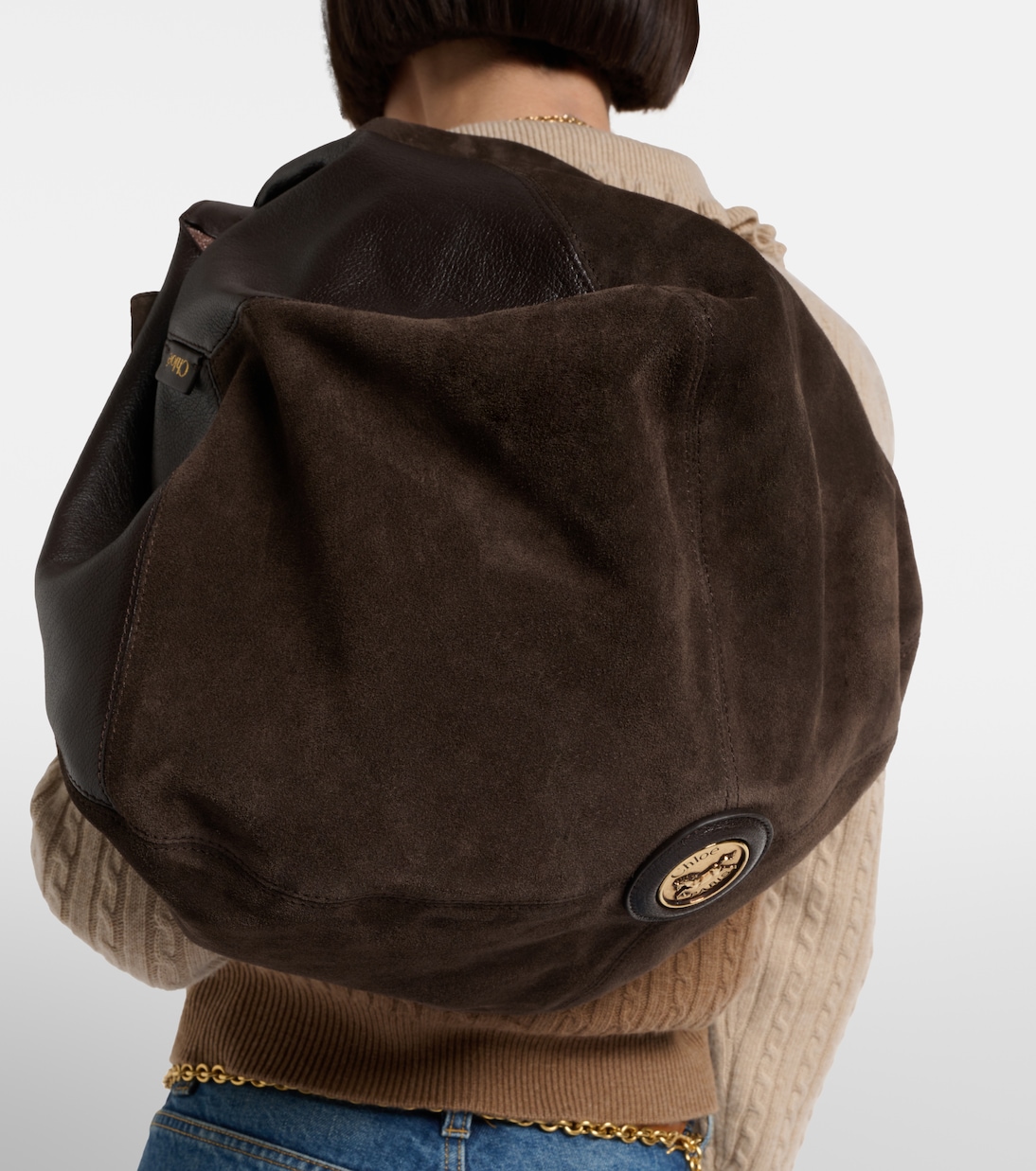 Bolso al hombro Chloé Balloon Medium de piel y ante | Chloé