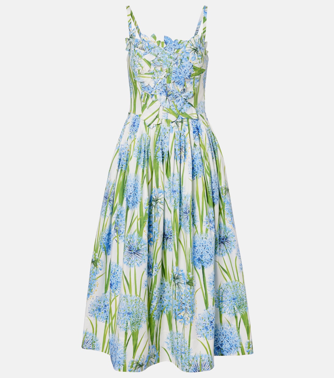 Allium floral cotton-blend midi dress | Oscar de la Renta