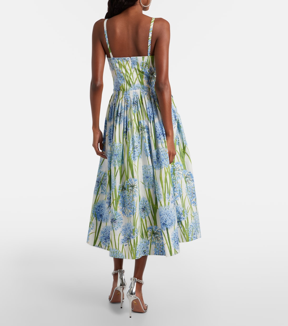 Allium floral cotton-blend midi dress | Oscar de la Renta