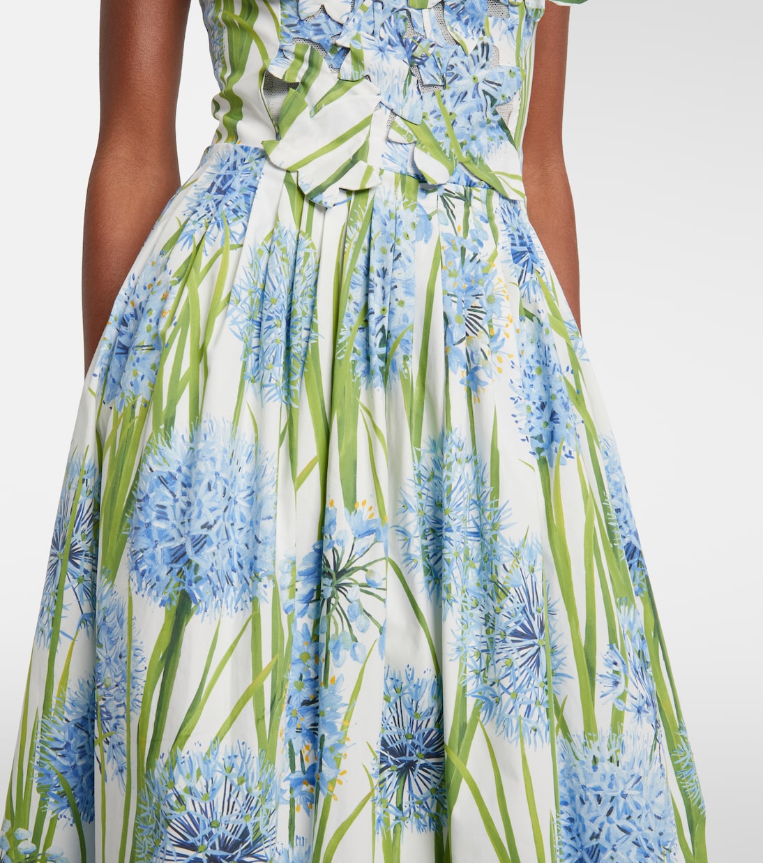 Allium floral cotton-blend midi dress | Oscar de la Renta
