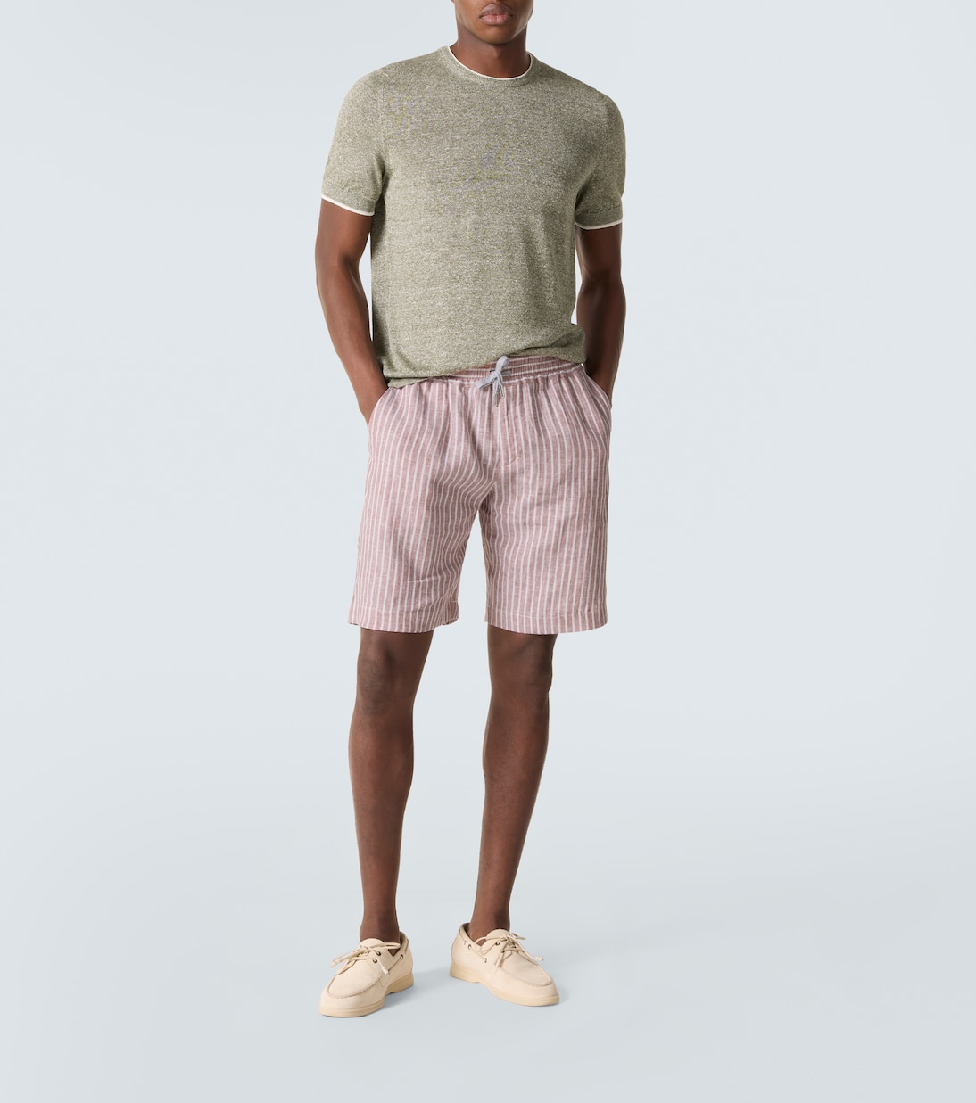 Alfa striped linen Bermuda shorts | Fedeli