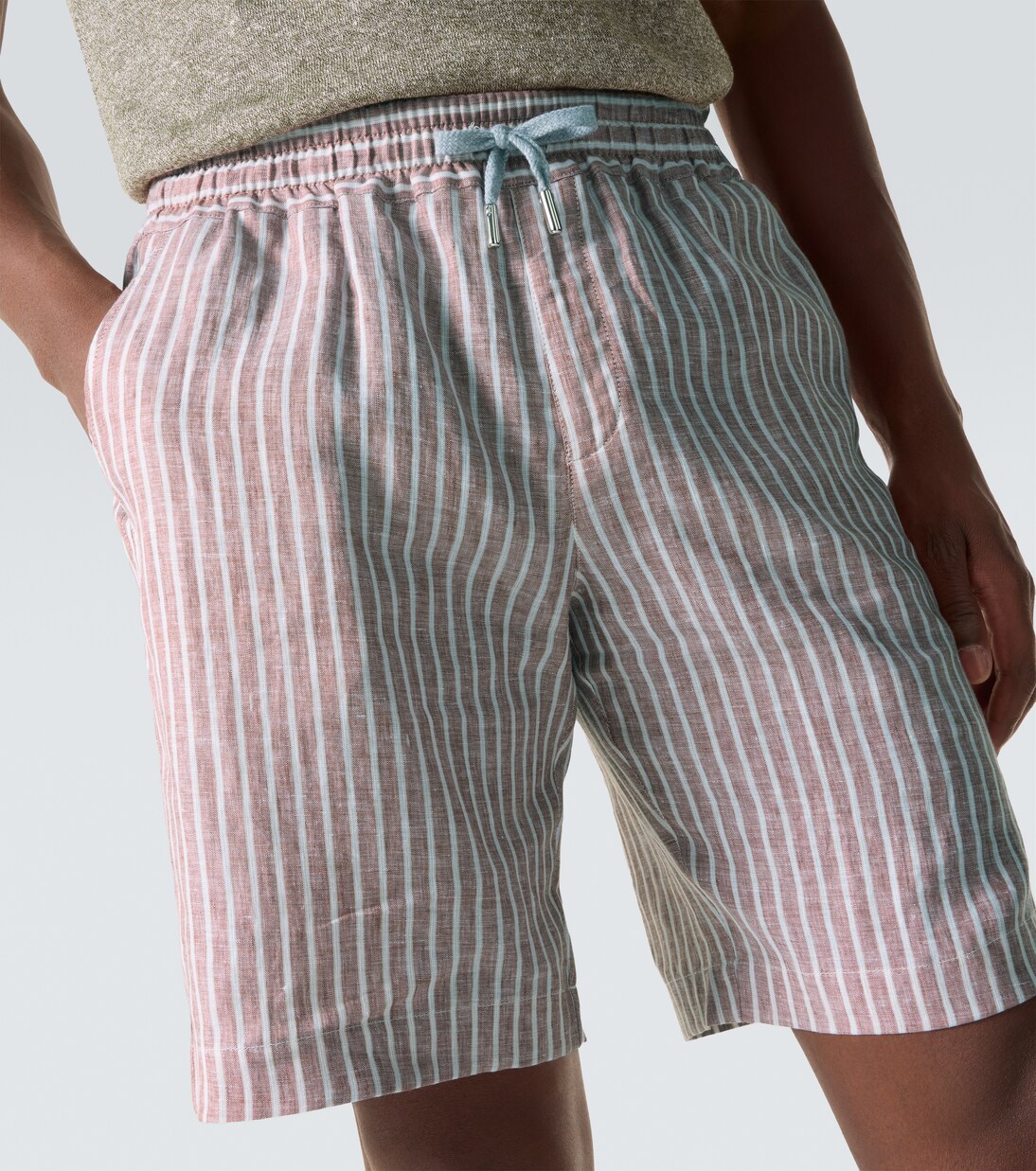Alfa striped linen Bermuda shorts | Fedeli