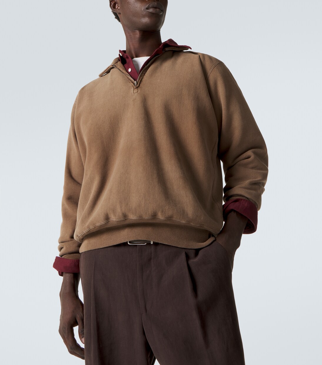 Cotton fleece half-zip sweatshirt | A.Presse