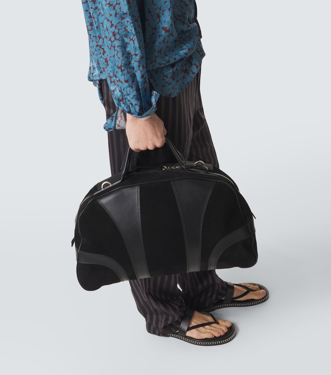 Leather-trimmed suede duffel bag | Dries Van Noten