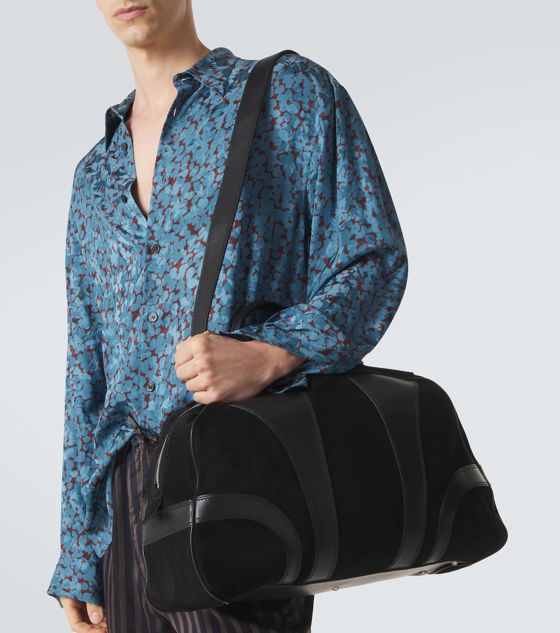 Leather-trimmed suede duffel bag | Dries Van Noten