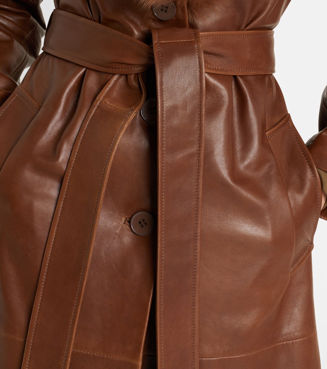 Dakota shearling-trimmed leather coat | Nour Hammour