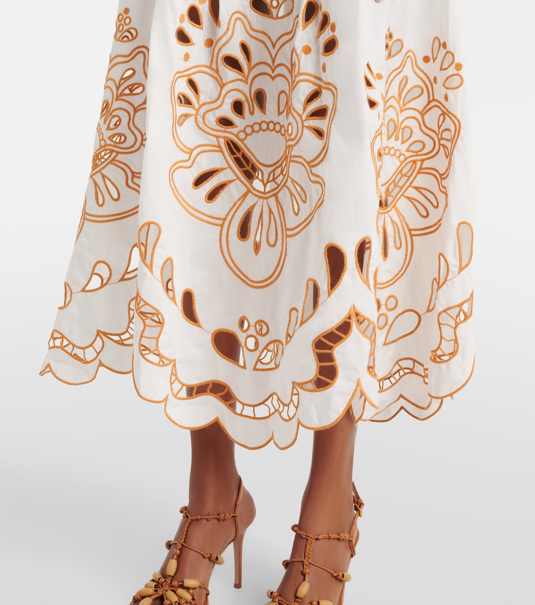 Bestickter Midirock aus Baumwolle | Farm Rio